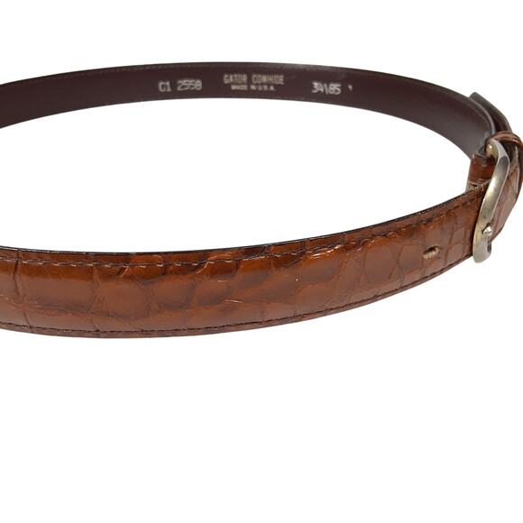 Vintage Gator Croco Leather Belt Cowhide Chestnut Brown Western Cowgirl Women 34 main image 6